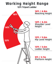 Load image into Gallery viewer, Platform Tripod Ladder - 1 Adjustable Leg 12ft / 3.6m